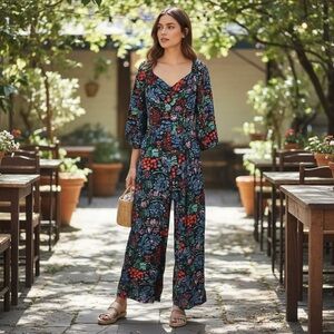 Knox Rose Boho Floral Print Jumpsuit
